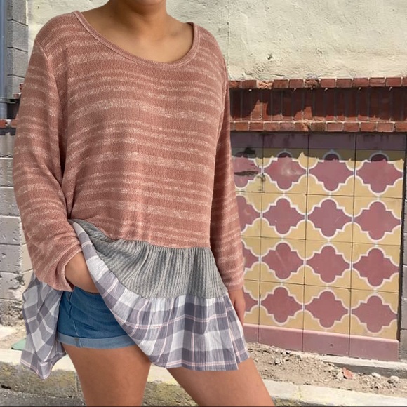 ODDY Tops - Oddy knit drop waist plus size tunic shirt, 2X
